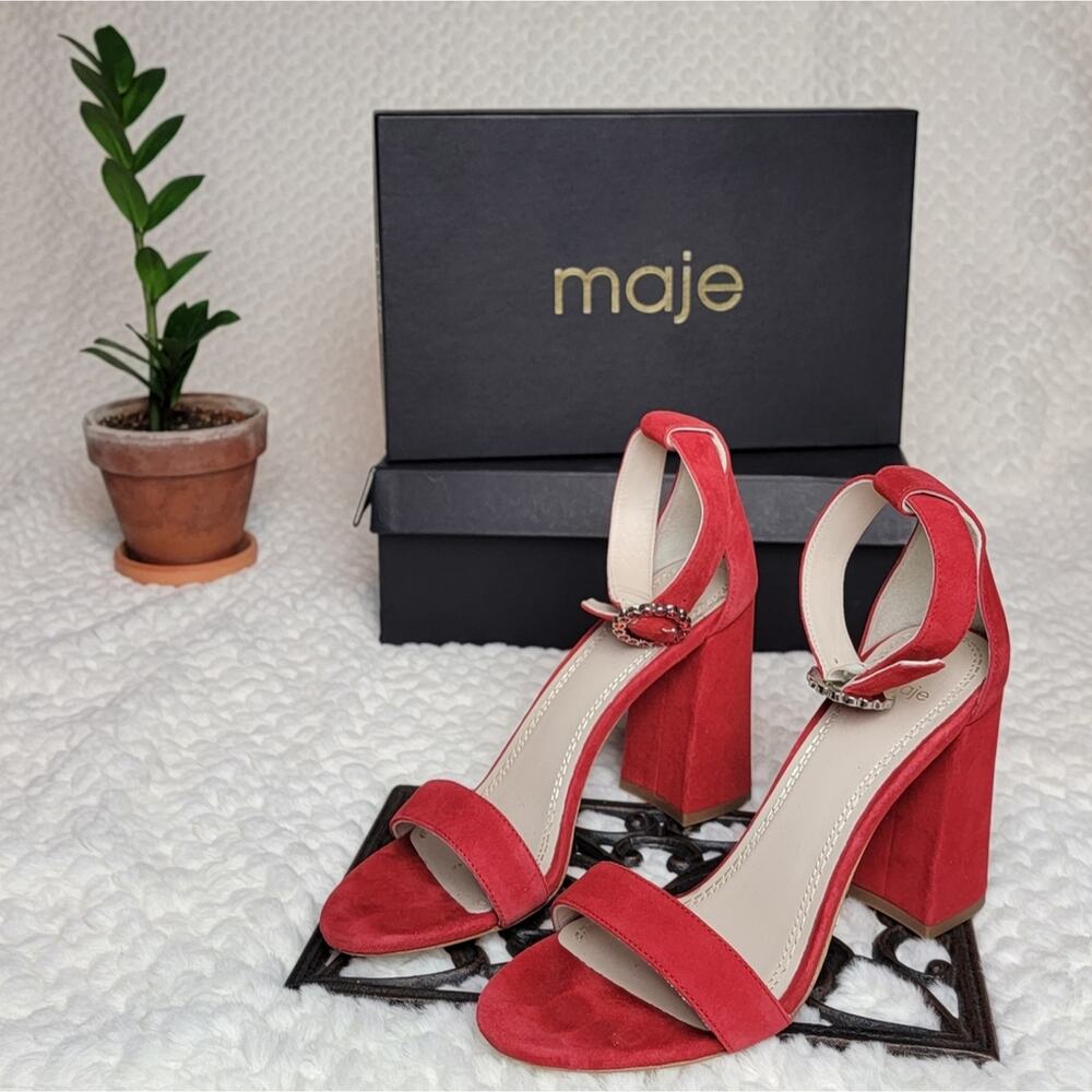 NIB Maje Faria Suede Pumps in Red Suede, Sz 39 / US 8-8.5